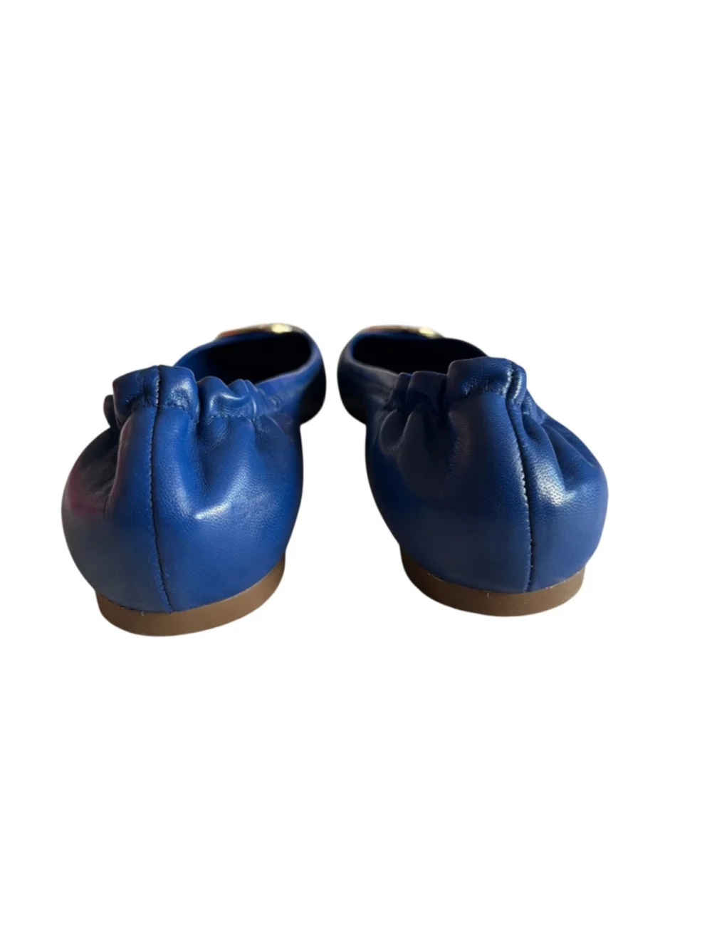 Tory Burch Blue Nile Reva Mestico Gold Logo Ballet Flats Size 9.5